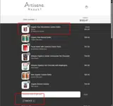 Artisana Market coupon verification screenshot