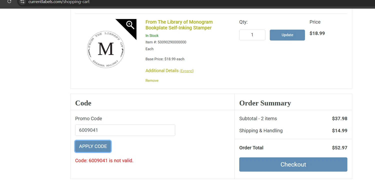 Artistic Labels promo code screenshot showing code 6009041 applied at Artistic Labels checkout page. Uploaded by SimplyCodes community member RichterBelmont on Apr 22, 2025
