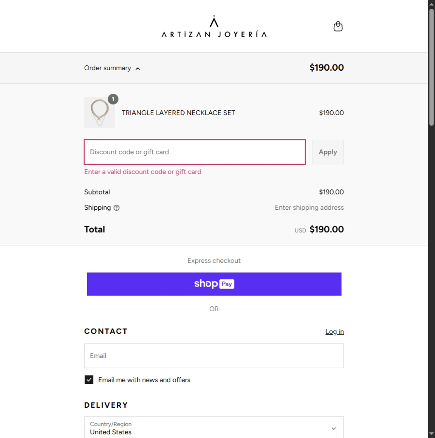 Artizan Joyeria coupon code screenshot showing code CONNECTVIATEXTANDGET10%OFF applied at Artizan Joyeria checkout page. Uploaded by SimplyCodes community member Beaaalmera on Jul 2, 2025