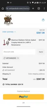 Artisan Hub coupon verification screenshot
