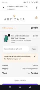 Save20now coupon verification screenshot