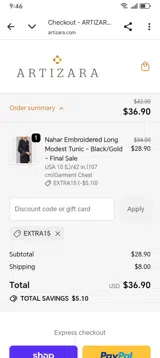 EXTRA15 coupon verification screenshot