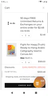 EARLYBIRD70 coupon verification screenshot