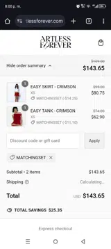 MATCHINGSET coupon verification screenshot