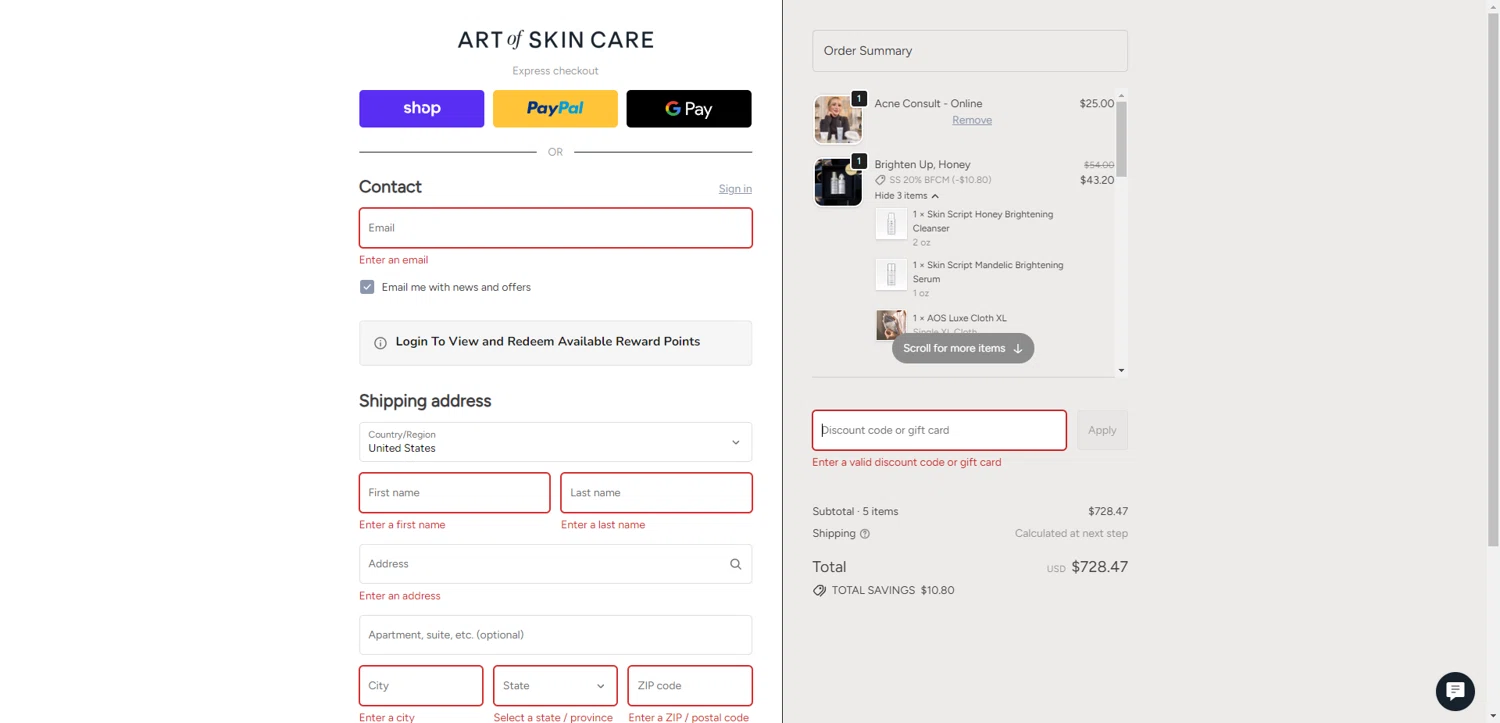 Art Of Skin Care promo code screenshot showing code newfriend10 applied at Art Of Skin Care checkout page. Uploaded by SimplyCodes community member PennyRanger8219 on Nov 24, 2025