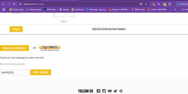 ArtsCow checkout page showing ArtsCow coupon code box | Screenshot taken by SimplyCodes community member on Apr 1, 2025
