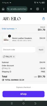 Arveilo coupon verification screenshot