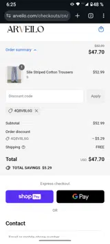 Arveilo coupon verification screenshot