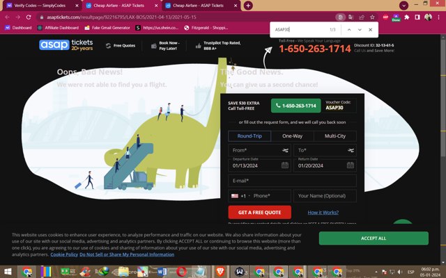 ASAP Tickets Economy checkout page showing ASAP Tickets Economy promo code box | Screenshot taken by SimplyCodes community member on Jan 5, 2024