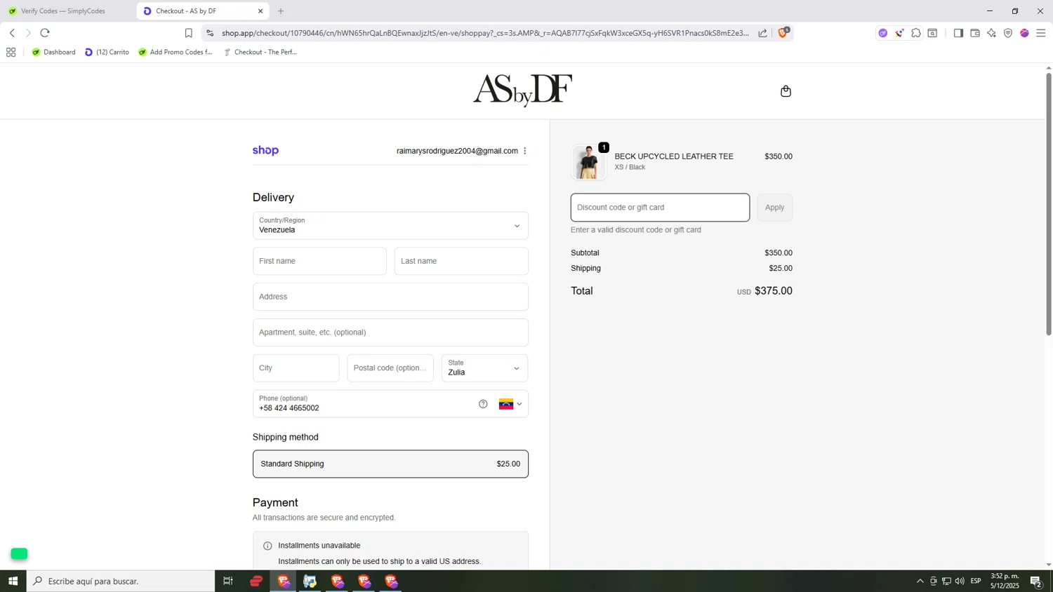 AS By DF promo code screenshot showing code BFVIP applied at AS By DF checkout page. Uploaded by SimplyCodes community member Nezukooo on Dec 5, 2025