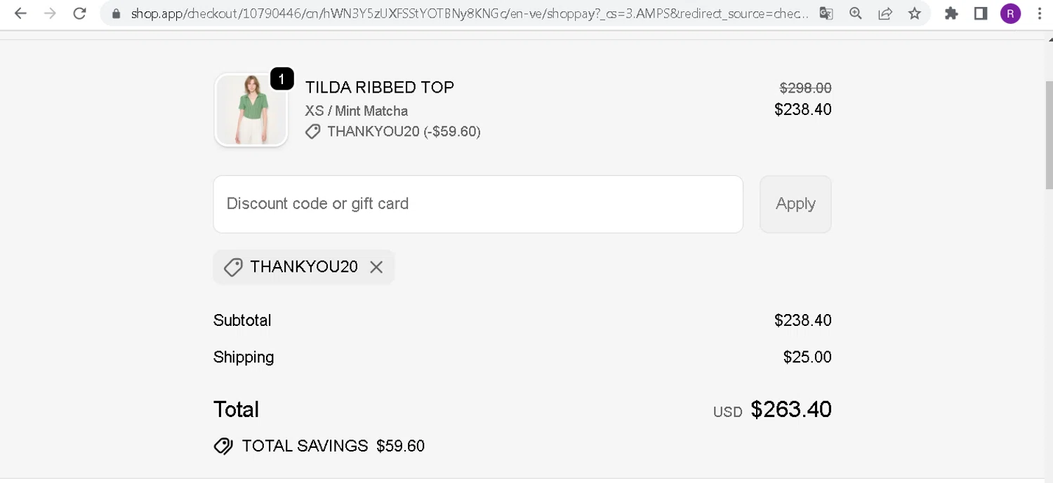 AS By DF promo code screenshot showing code THANKYOU20 applied at AS By DF checkout page. Uploaded by SimplyCodes community member DealFox7738 on Sep 29, 2025