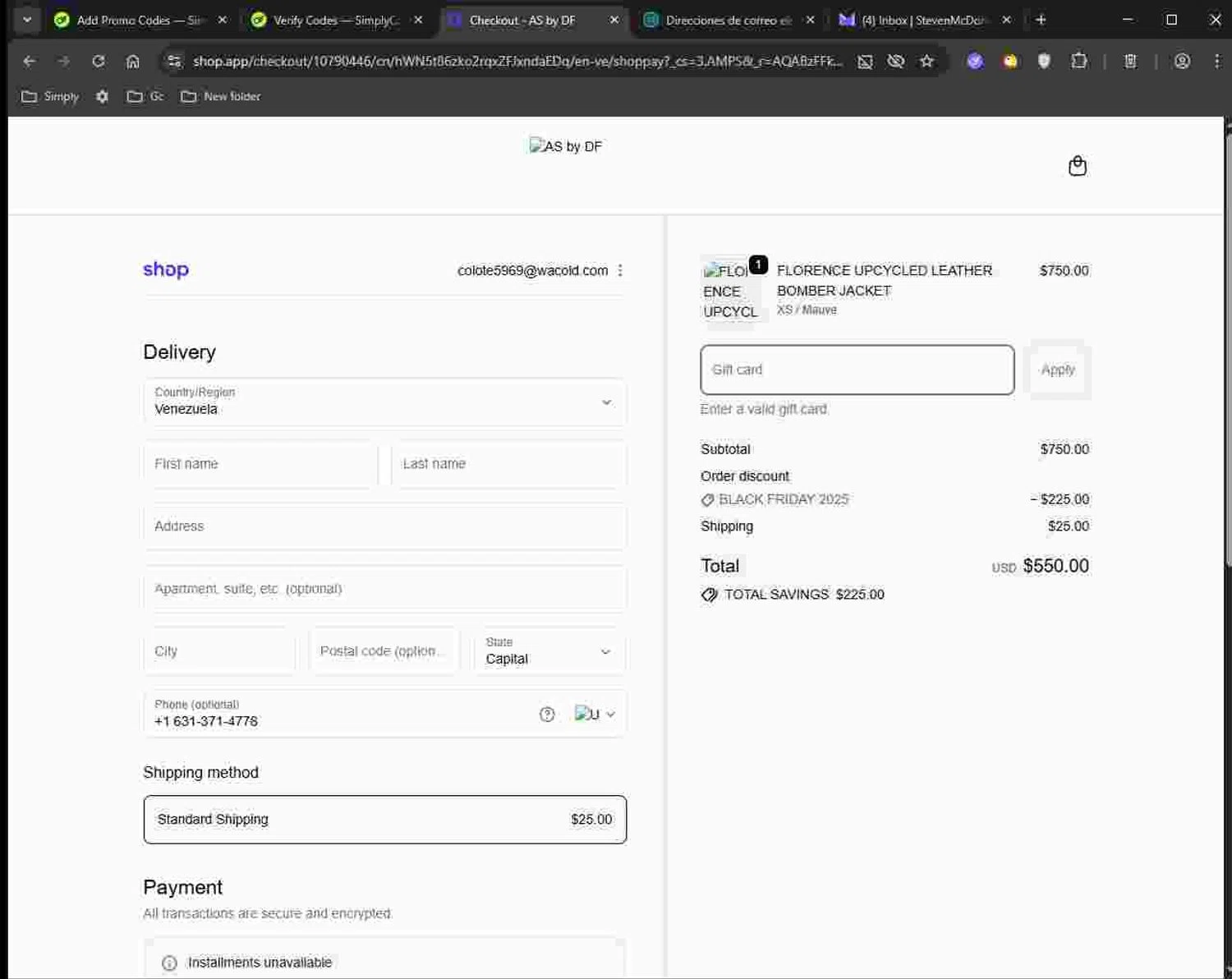 AS By DF promo code screenshot showing code CPT15 applied at AS By DF checkout page. Uploaded by SimplyCodes community member Deadpool on Nov 30, 2025