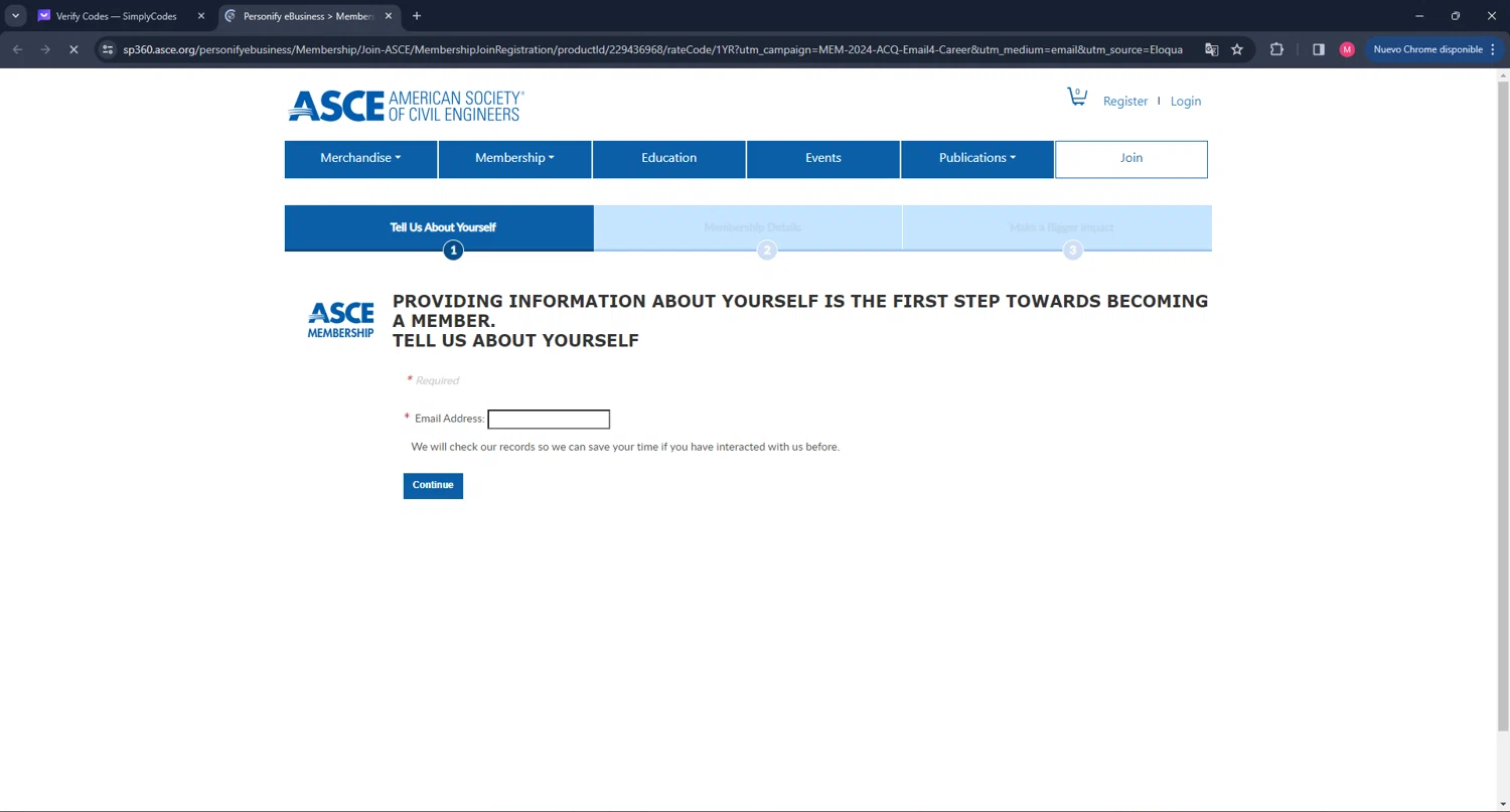 ASCE checkout page showing ASCE promo code box | Screenshot taken by SimplyCodes community member on Apr 10, 2024