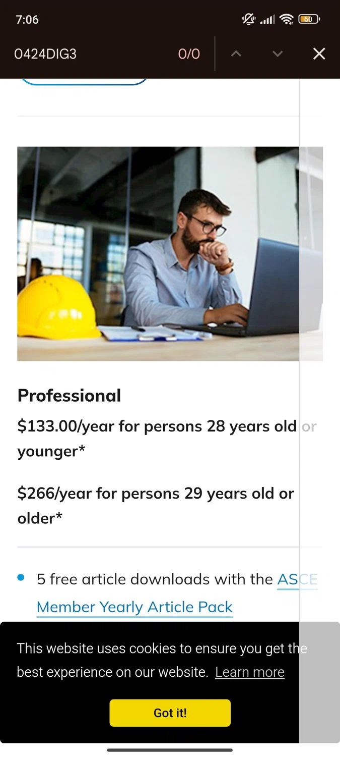 ASCE promo code screenshot showing code 0424DIG3 applied at ASCE checkout page. Uploaded by SimplyCodes community member gerardlaya on Jan 1, 2025