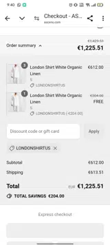 LONDONSHIRTUS coupon verification screenshot