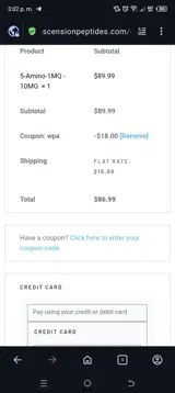 Ascension Peptides coupon verification screenshot