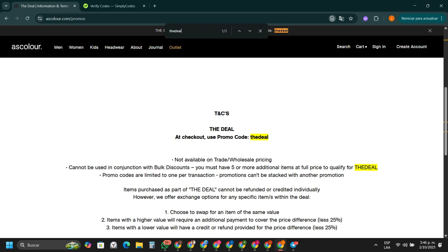 AS Colour checkout page showing AS Colour promo code box | Screenshot taken by SimplyCodes community member on Oct 2, 2025