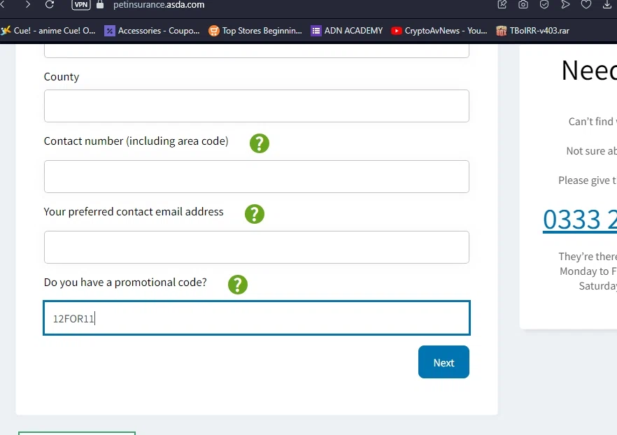 where to use Asda Mobile promo code box