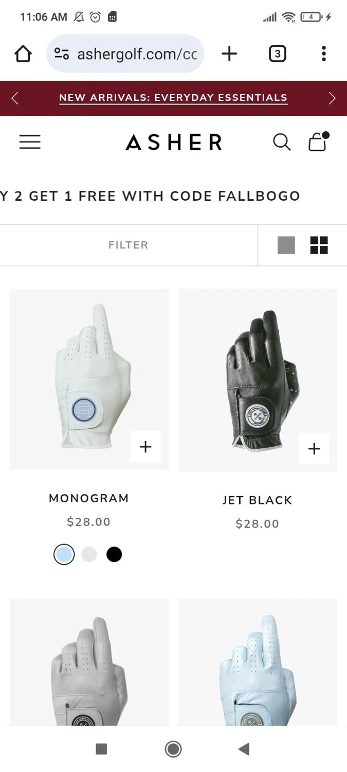 Asher Golf discount code screenshot showing code FALLBOGO applied at Asher Golf checkout page. Uploaded by SimplyCodes community member annehathaway on Nov 2, 2025