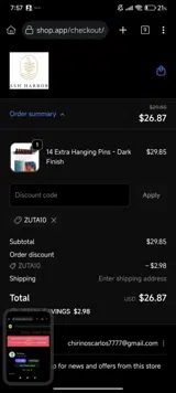 ZUTA10 coupon verification screenshot