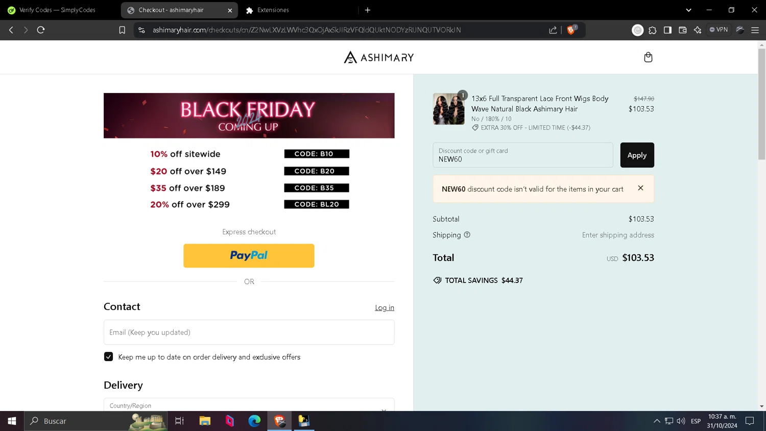 where to use Ashimary Hair promo code box