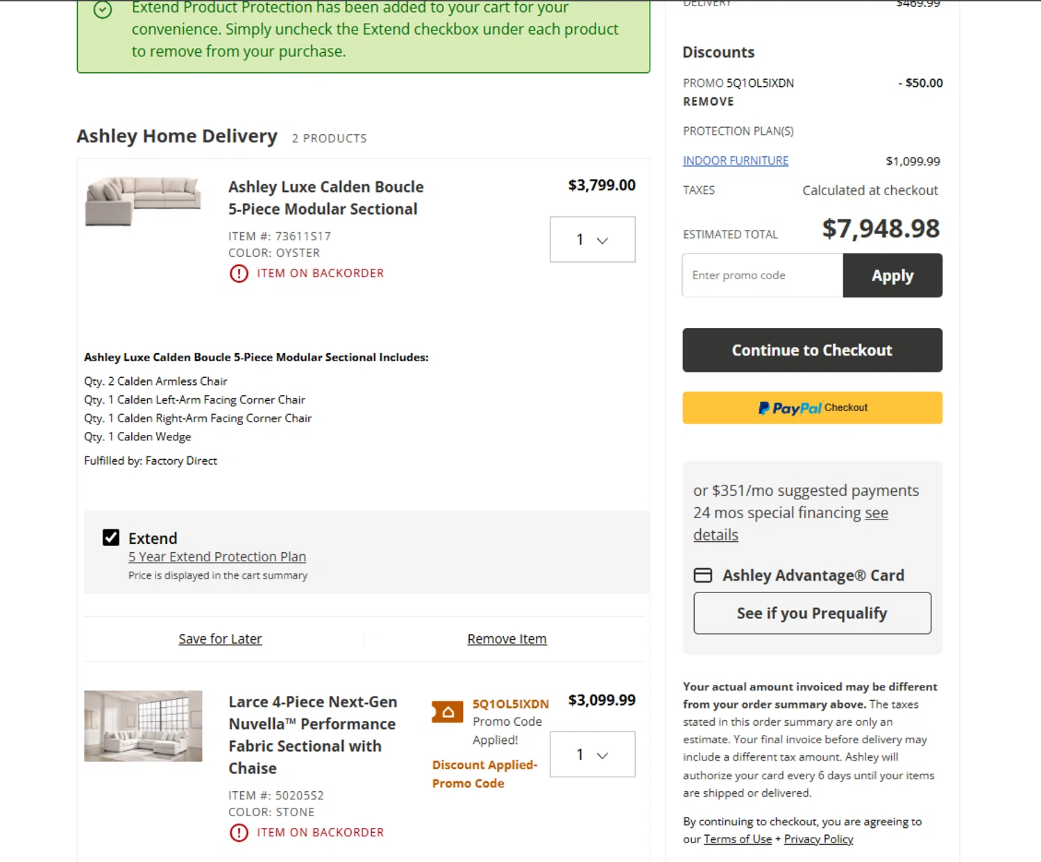 Ashley promo code screenshot showing code 5Q1OL5IXDN applied at Ashley checkout page. Uploaded by SimplyCodes community member Westcoll on Jun 1, 2026