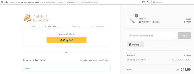 Ashley Black checkout page showing Ashley Black discount code box | Screenshot taken by SimplyCodes community member on Jan 26, 2021