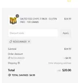 ROSELINNI20 coupon verification screenshot