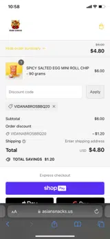 VIDANABROSBBQ20 coupon verification screenshot