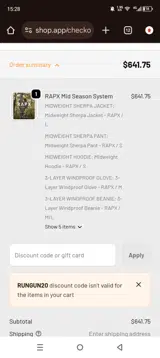 Rungun20 coupon verification screenshot