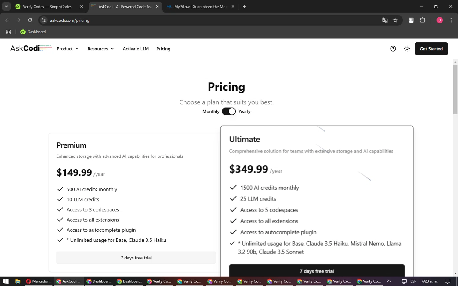 AskCodi checkout page showing AskCodi promo code box | Screenshot taken by SimplyCodes community member on Mar 6, 2025