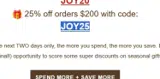 JOY25 coupon verification screenshot