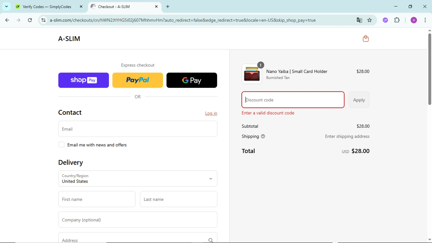 A-SLIM promo code screenshot showing code bh25 applied at A-SLIM checkout page. Uploaded by SimplyCodes community member PennyBoss9589 on Aug 28, 2025