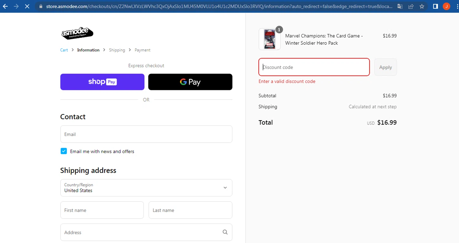 Asmodee Shop promo code screenshot showing code SPRING23 applied at Asmodee Shop checkout page. Uploaded by SimplyCodes community member FranquizJoel on Jul 2, 2025