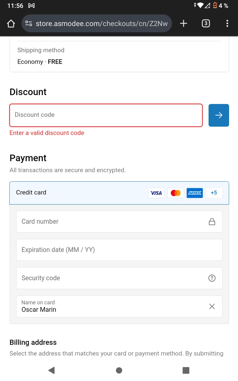 Asmodee Shop promo code screenshot showing code FREESHIPPING applied at Asmodee Shop checkout page. Uploaded by SimplyCodes community member GudaRamos01 on Feb 5, 2025
