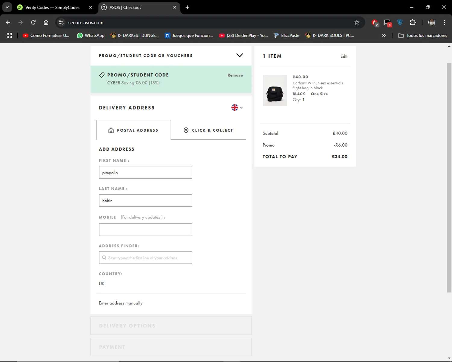 where to use ASOS US promo code box