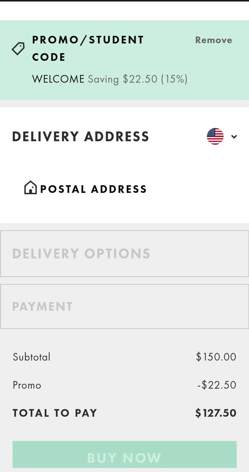 ASOS promo code screenshot showing code WELCOME applied at ASOS checkout page. Uploaded by SimplyCodes community member Yuskecoder426913 on Aug 2, 2025