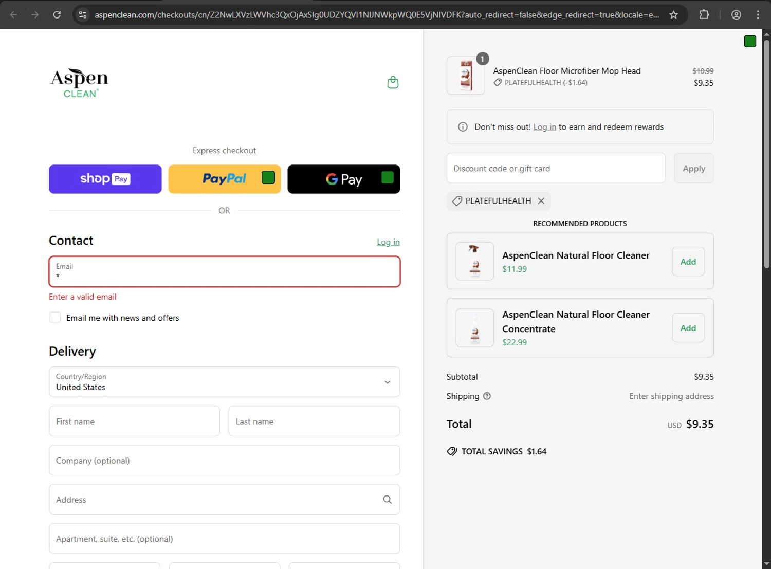 AspenClean promo code screenshot showing code Platefulhealth applied at AspenClean checkout page. Uploaded by SimplyCodes community member fiadaz on Jun 7, 2025