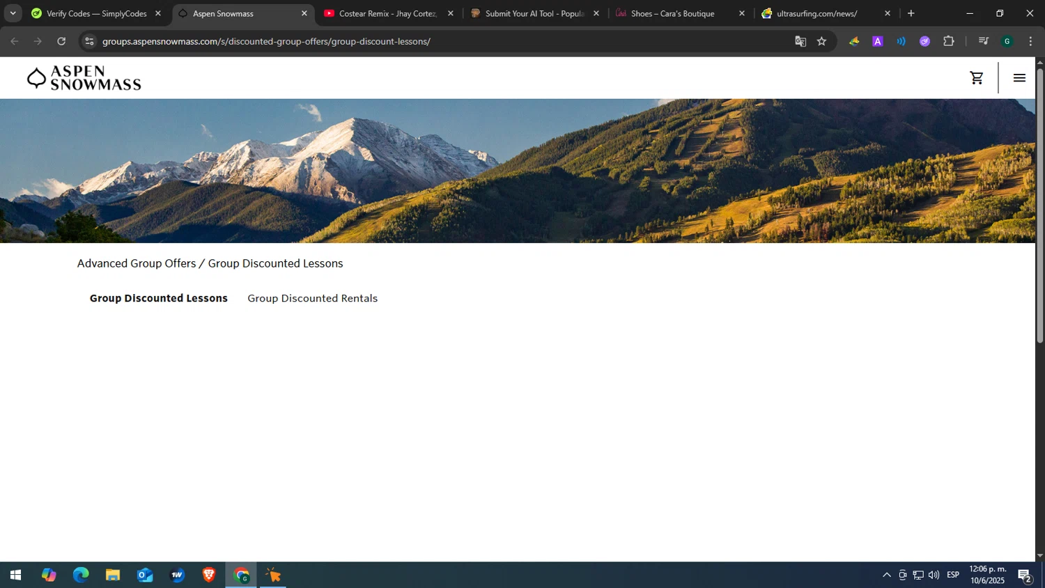Aspen Snowmass discount code screenshot showing code AEI_2425 applied at Aspen Snowmass checkout page. Uploaded by SimplyCodes community member GOJOSATURO on Jun 10, 2025