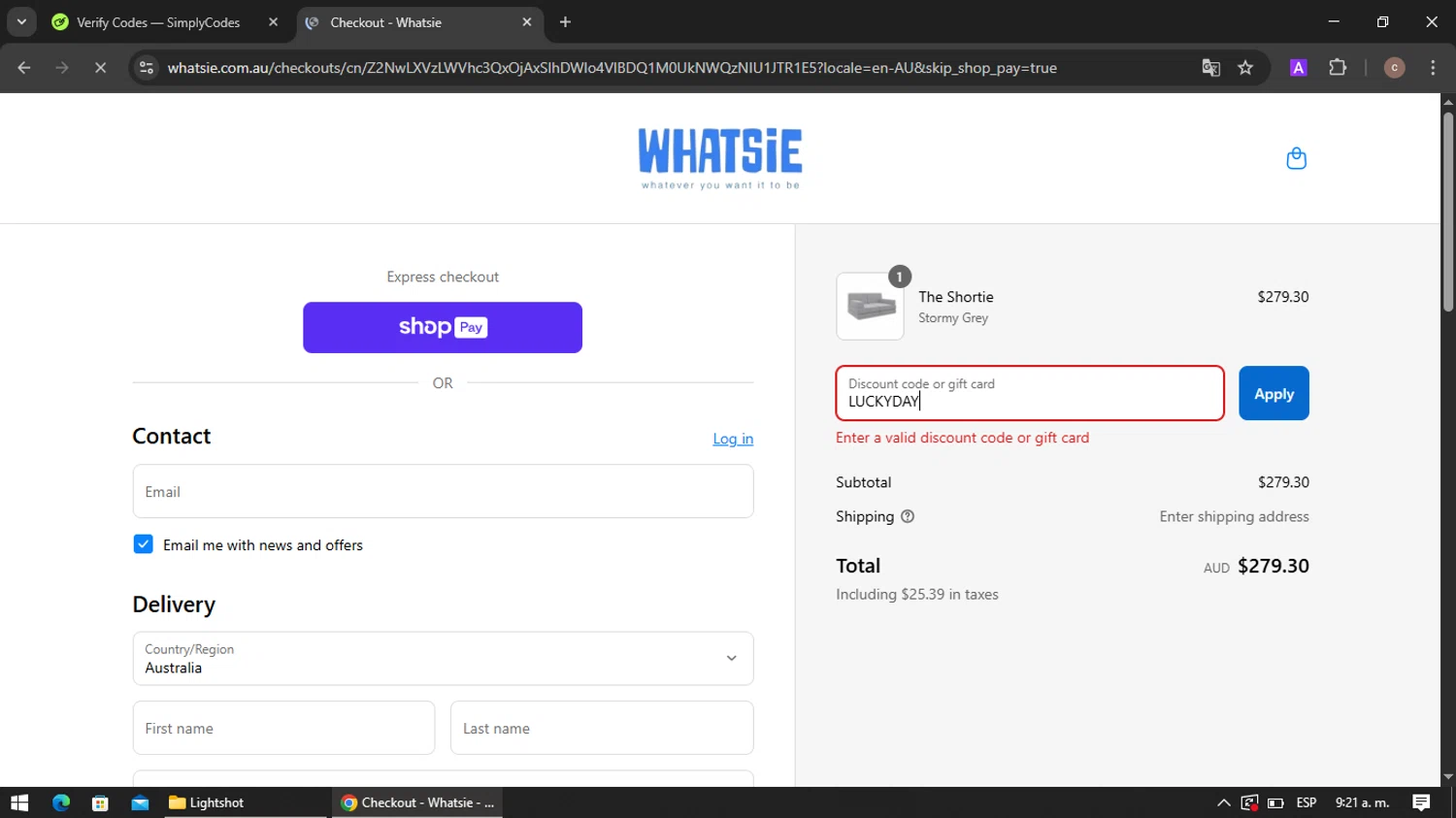Aspen Snowmass discount code screenshot showing code AEI_2425 applied at Aspen Snowmass checkout page. Uploaded by SimplyCodes community member VoucherRanger901 on Jun 10, 2025