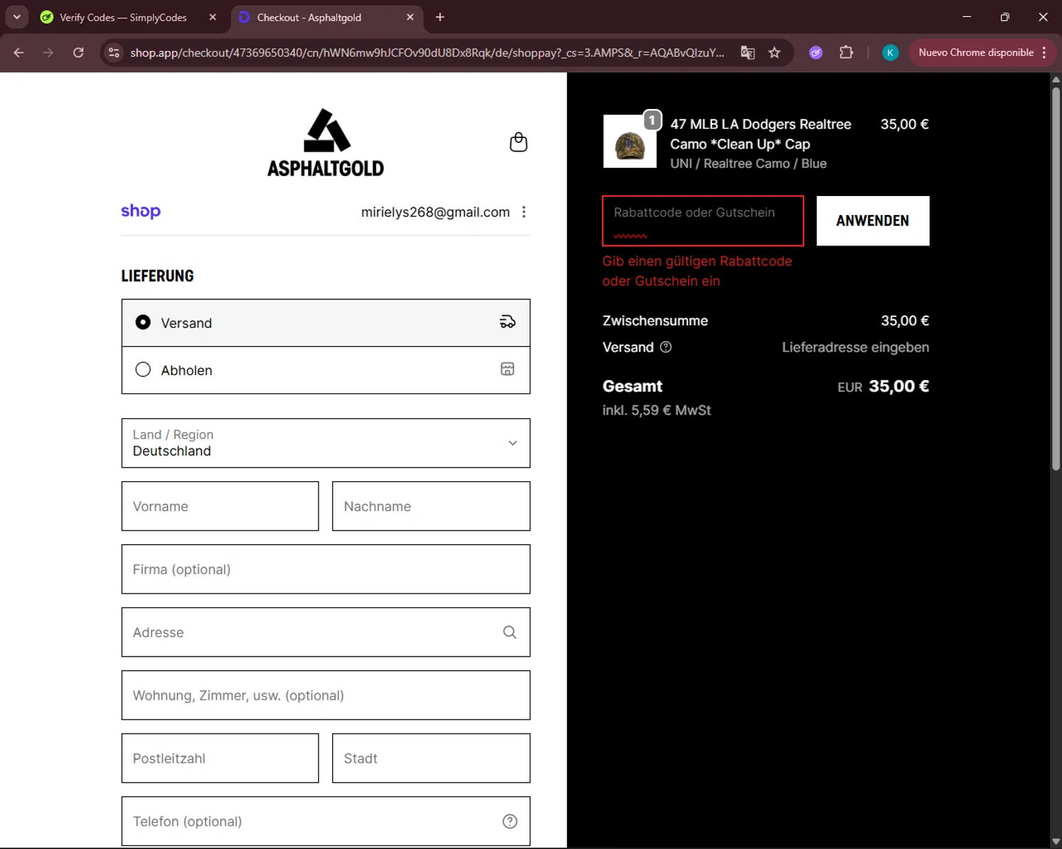 Asphaltgold promo code screenshot showing code xmas applied at Asphaltgold checkout page. Uploaded by SimplyCodes community member VoucherSleuth3236 on Dec 24, 2025