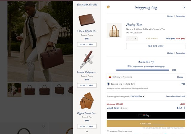Aspinal of London checkout page showing Aspinal of London discount code box | Screenshot taken by SimplyCodes community member on Aug 14, 2025