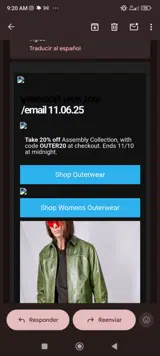 OUTER20 coupon verification screenshot