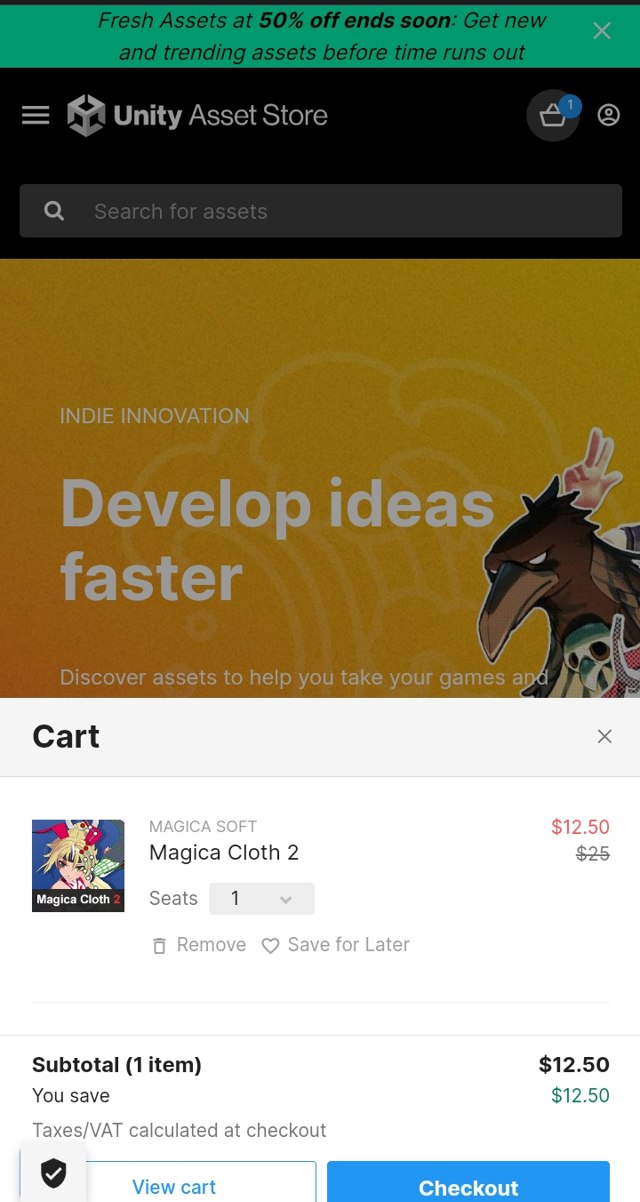 Unity Asset Store checkout page showing Unity Asset Store promo code box | Screenshot taken by SimplyCodes community member on Feb 19, 2023