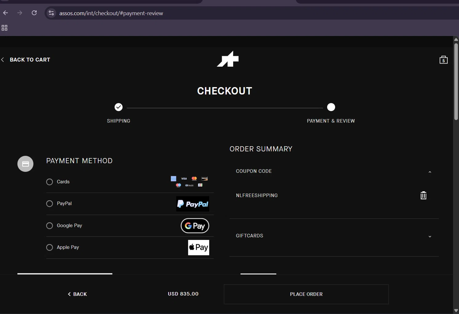 ASSOS coupon code screenshot showing code NLFREESHIPPING applied at ASSOS checkout page. Uploaded by SimplyCodes community member ScanHunter7116 on Sep 30, 2025