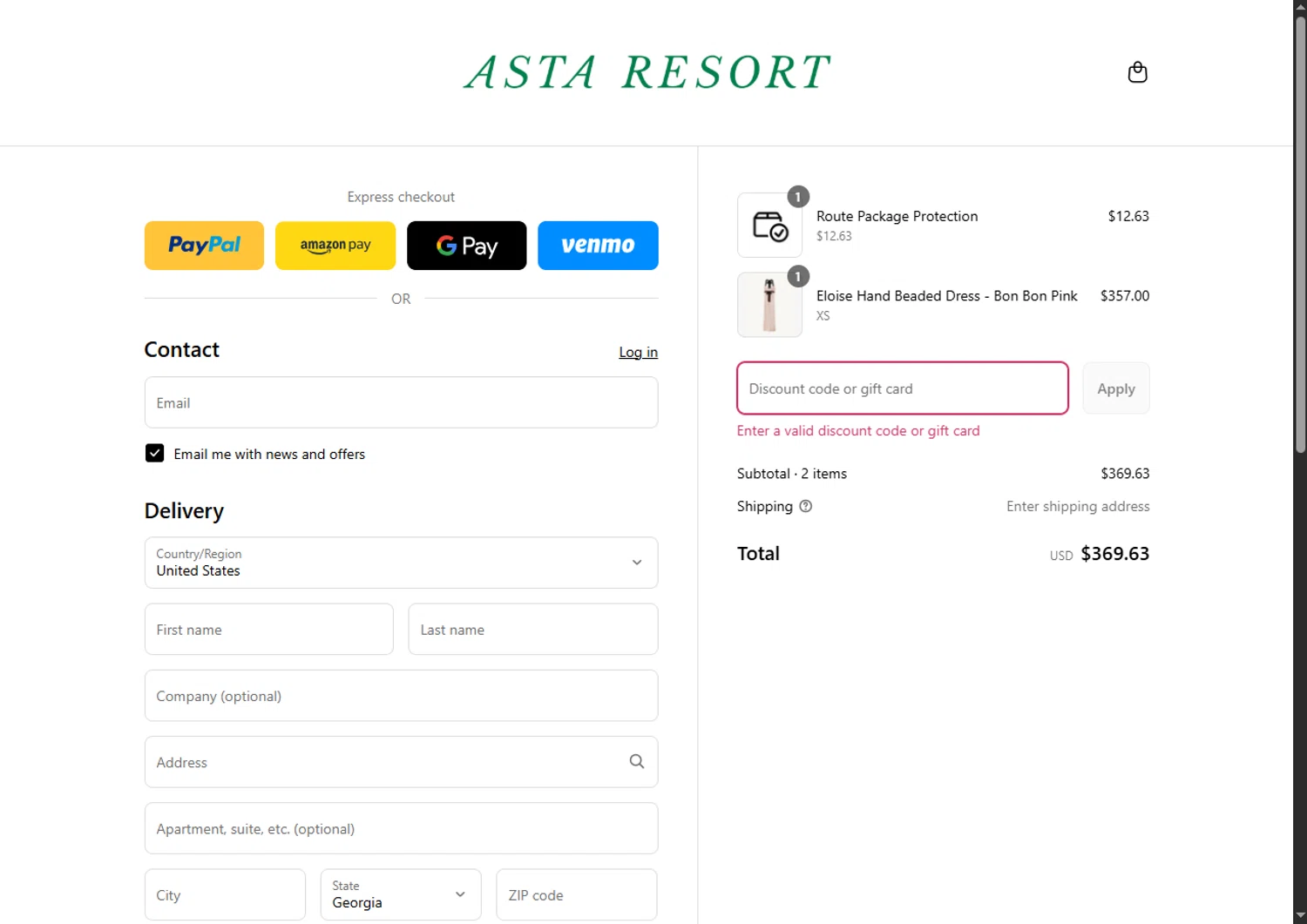 Asta Resort discount code screenshot showing code MCXQ5VQ9 applied at Asta Resort checkout page. Uploaded by SimplyCodes community member VoucherFinder3467 on Aug 17, 2025