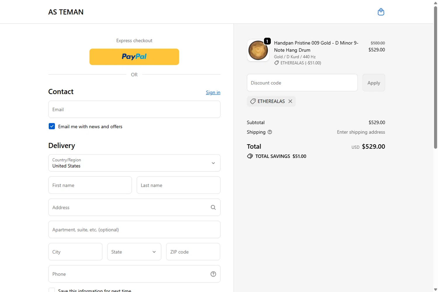 AS TEMAN promo code screenshot showing code EtherealAS applied at AS TEMAN checkout page. Uploaded by SimplyCodes community member Rossimar on Apr 10, 2026