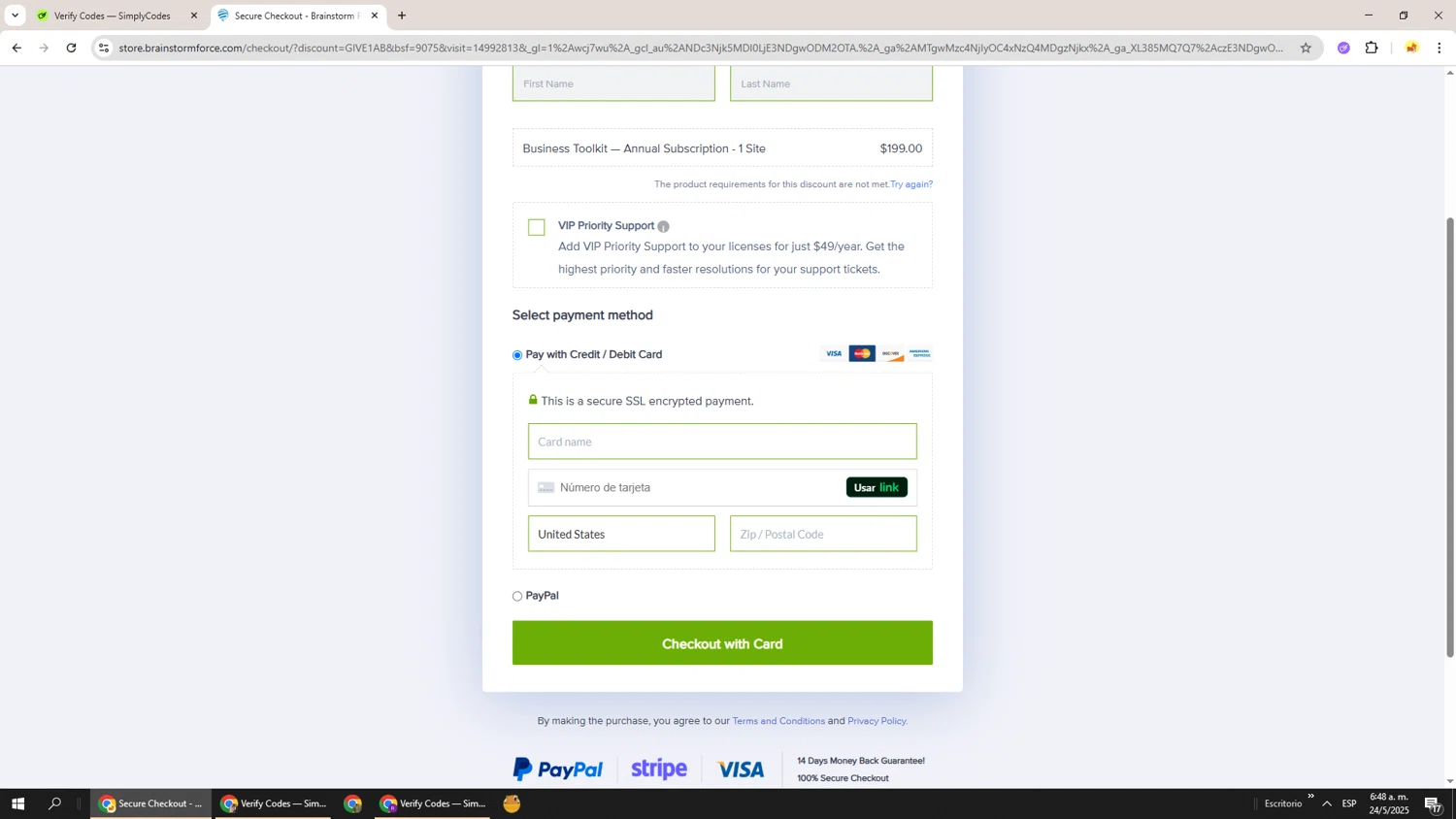 Astra promo code screenshot showing code SAVE1LB applied at Astra checkout page. Uploaded by SimplyCodes community member Richard251 on May 24, 2025