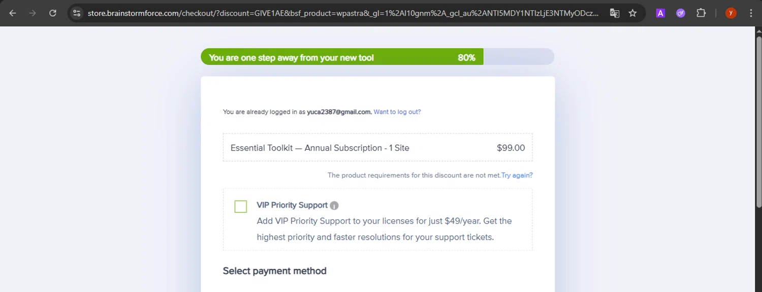 Astra promo code screenshot showing code GIVE1AB applied at Astra checkout page. Uploaded by SimplyCodes community member CrownTiger7501 on Jul 23, 2025
