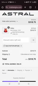 BUILTWITHPURPOSE coupon verification screenshot
